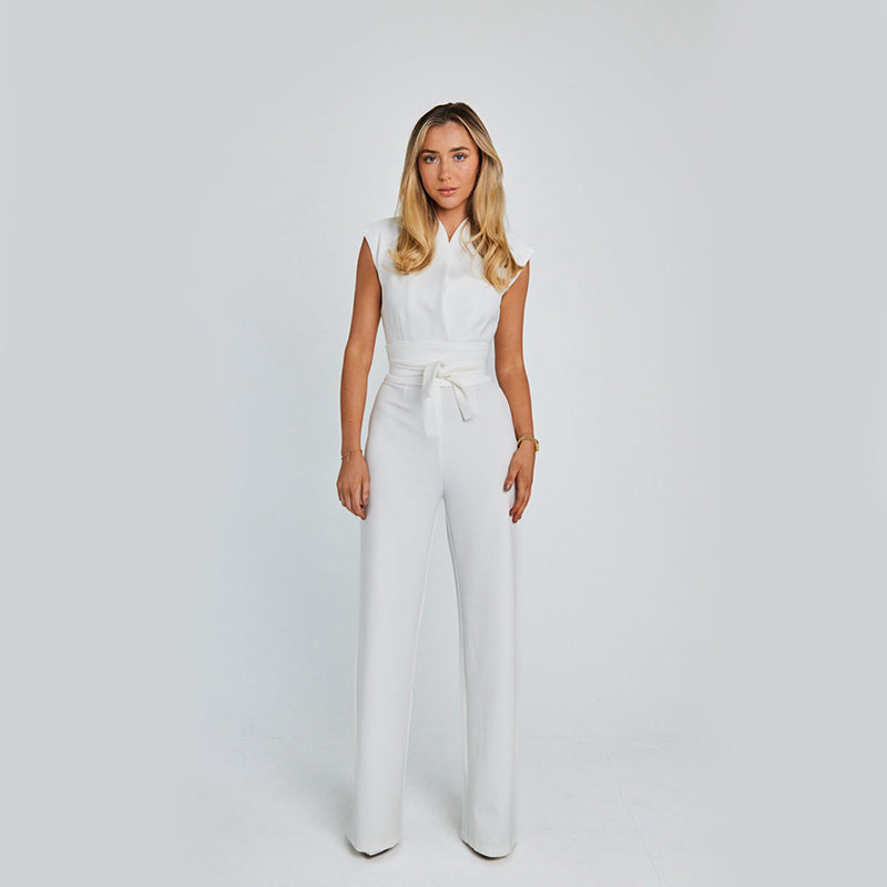 Women’s Elegant Long Sleeveless Jumpsuit | High-Sense Summer V-Neck Wide-Leg Overalls | Trendy Minimalist Sleeek Formal Romper | Luxury-Label Statuesque Evening Wear | 2026 High-Fashion Radiant Urban Essential